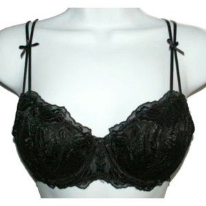 JESSICA INTIMATES Black Lace Padded Bra - Size 34A